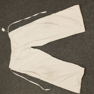 Vintage Canvas Drawstring Pants Natural Cotton Unbleached Comfortable w/Measurem